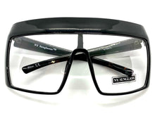 Oversized Modern Retro Shield Style Clear Lens EYEGLASSES Huge Thick Black Frame 6766