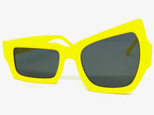 Oversized Retro Party Style SUNGLASSES Unusual Funky Yellow Frame 2049