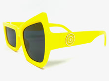 Oversized Retro Party Style SUNGLASSES Unusual Funky Yellow Frame 2049