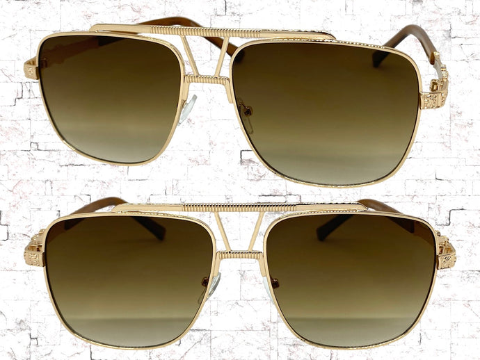 Oversized Classic Luxury Designer Aviator Style SUNGLASSES Large Rose Gold Frame 2430