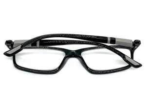 Sleek Contemporary Modern Sporty Style READING GLASSES READERS Black Frame Lens Strength +1.00