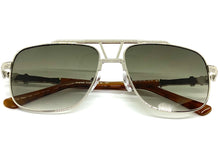 Oversized Classic Luxury Designer Aviator Style SUNGLASSES Large Silver Frame 2430