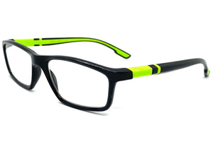 Sleek Contemporary Modern Sporty Style READING GLASSES READERS Black Frame Lens Strength +2.50