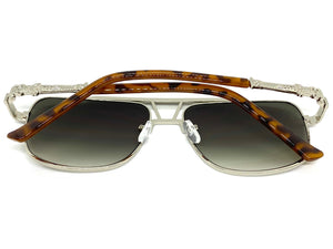 Oversized Classic Luxury Designer Aviator Style SUNGLASSES Large Silver Frame 2430