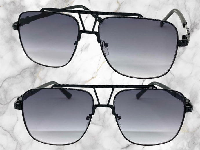 Oversized Classic Luxury Designer Aviator Style SUNGLASSES Large Black Frame 2430
