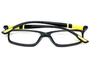 Sleek Contemporary Modern Sporty Style READING GLASSES READERS Black Frame Lens Strength +2.00