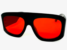 Oversized Classic Vintage Retro Style SUNGLASSES Super Thick Black Frame Red Lens 1386