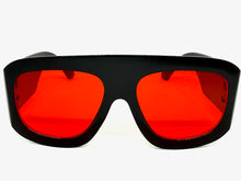 Oversized Classic Vintage Retro Style SUNGLASSES Super Thick Black Frame Red Lens 1386