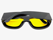 Oversized Classic Vintage Retro Style SUNGLASSES Super Thick Black Frame Yellow Lens 1386