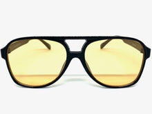 Classic Vintage Retro Aviator Style SUNGLASSES Large Black Frame 80837