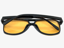 Classic Vintage Retro Aviator Style SUNGLASSES Large Black Frame 80837