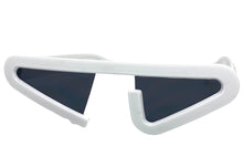 Contemporary Modern Retro Raver Party SUNGLASSES Funky White Frame 1226