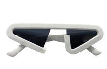 Contemporary Modern Retro Raver Party SUNGLASSES Funky White Frame 1226