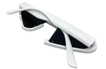 Contemporary Modern Retro Raver Party SUNGLASSES Funky White Frame 1226