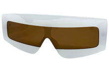 Oversized Modern Retro Shield Style SUNGLASSES Large Pearl White Frame 2131
