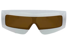 Oversized Modern Retro Shield Style SUNGLASSES Large Pearl White Frame 2131