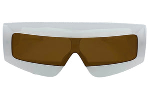 Oversized Modern Retro Shield Style SUNGLASSES Large Pearl White Frame 2131