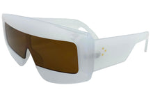 Oversized Modern Retro Shield Style SUNGLASSES Large Pearl White Frame 2131