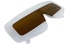 Oversized Modern Retro Shield Style SUNGLASSES Large Pearl White Frame 2131