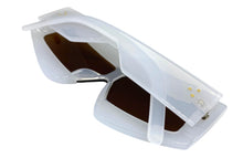 Oversized Modern Retro Shield Style SUNGLASSES Large Pearl White Frame 2131