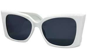 Oversized Exaggerated Retro Cat Eye Style SUNGLASSES Super Thick White Frame 2147