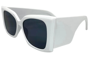 Oversized Exaggerated Retro Cat Eye Style SUNGLASSES Super Thick White Frame 2147