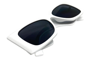 Oversized Exaggerated Retro Cat Eye Style SUNGLASSES Super Thick White Frame 2147