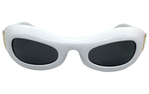Modern Retro Party Club Raver SUNGLASSES Funky White Frame E1920