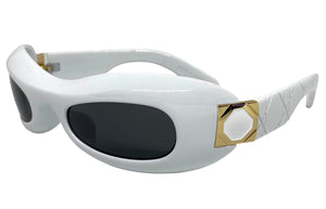 Modern Retro Party Club Raver SUNGLASSES Funky White Frame E1920