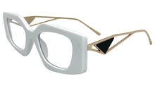 Classy Modern Retro Cat Eye Style Clear Lens EYEGLASSES White & Gold Optical Frame - RX Capable 96515