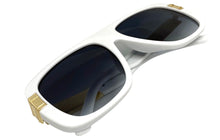 Classic Luxury Retro Hip Hop Style SUNGLASSES Large White & Gold Frame 59044