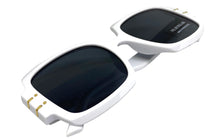 Oversized Retro Hip Hop Style SUNGLASSES Large Square White Frame 4744