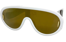 Oversized Modern Retro Shield Style SUNGLASSES Large White Frame 3020