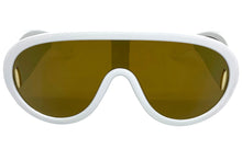 Oversized Modern Retro Shield Style SUNGLASSES Large White Frame 3020