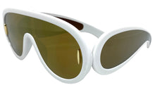 Oversized Modern Retro Shield Style SUNGLASSES Large White Frame 3020