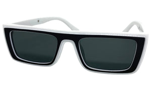 Classic Modern Retro Style SUNGLASSES White Frame - Black Lens 1240