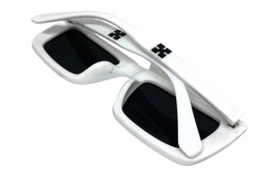 Classic Modern Retro Style SUNGLASSES White Frame - Black Lens 1240