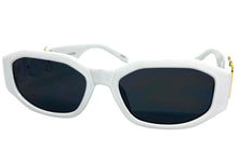 Classic Luxury Designer Hip Hop Style SUNGLASSES White Frame with Gold Medallion 80509