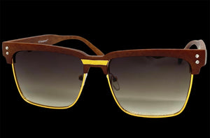 Classy Elegant Sophisticated Luxury Style SUNGLASSES Square Wood & Gold Frame WD746