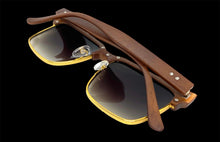 Classy Elegant Sophisticated Luxury Style SUNGLASSES Square Wood & Gold Frame WD746