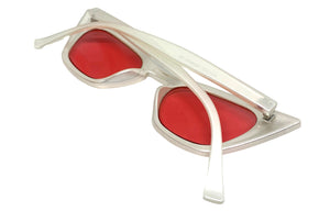 Classic Vintage Retro Cat Eye Style SUNGLASSES Funky Pearl White Frame 1457