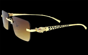 Classy Elegant Sophisticated Luxury Fashion SUNGLASSES Rimless Gold Frame E0922