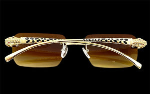 Classy Elegant Sophisticated Luxury Fashion SUNGLASSES Rimless Gold Frame E0922