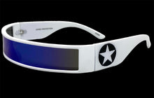 Space Futuristic Robotic Cyclops Shield Costume Party SUNGLASSES Thin White Frame 80573