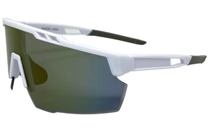 Classic Retro Sporty Wrap Around Style SUNGLASSES Large White Frame 5332