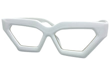 Classic Vintage Retro Cat Eye Clear Lens EYEGLASSES Thick White Frame - RX-Capable 81153