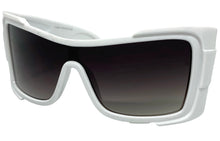 Oversized Classic Modern Retro Wrap Shield Style SUNGLASSES Huge Super Thick White Frame 80636