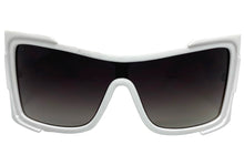 Oversized Classic Modern Retro Wrap Shield Style SUNGLASSES Huge Super Thick White Frame 80636