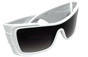 Oversized Classic Modern Retro Wrap Shield Style SUNGLASSES Huge Super Thick White Frame 80636