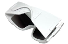 Oversized Classic Modern Retro Wrap Shield Style SUNGLASSES Huge Super Thick White Frame 80636